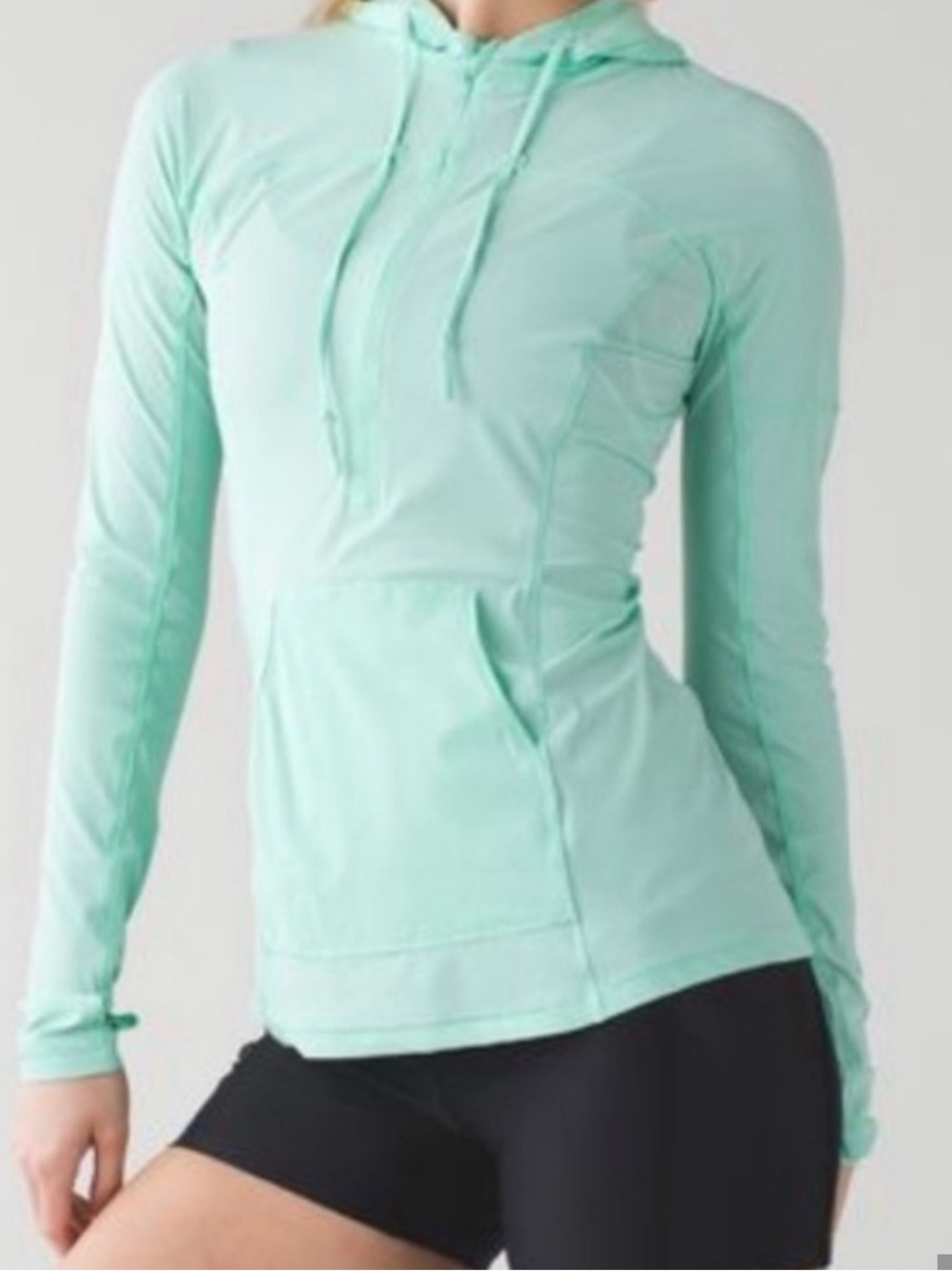 Lululemon Sun- Beam Run UPF 1/2 Zip Hoodie Jacket Light Mint Green SeaMist 6